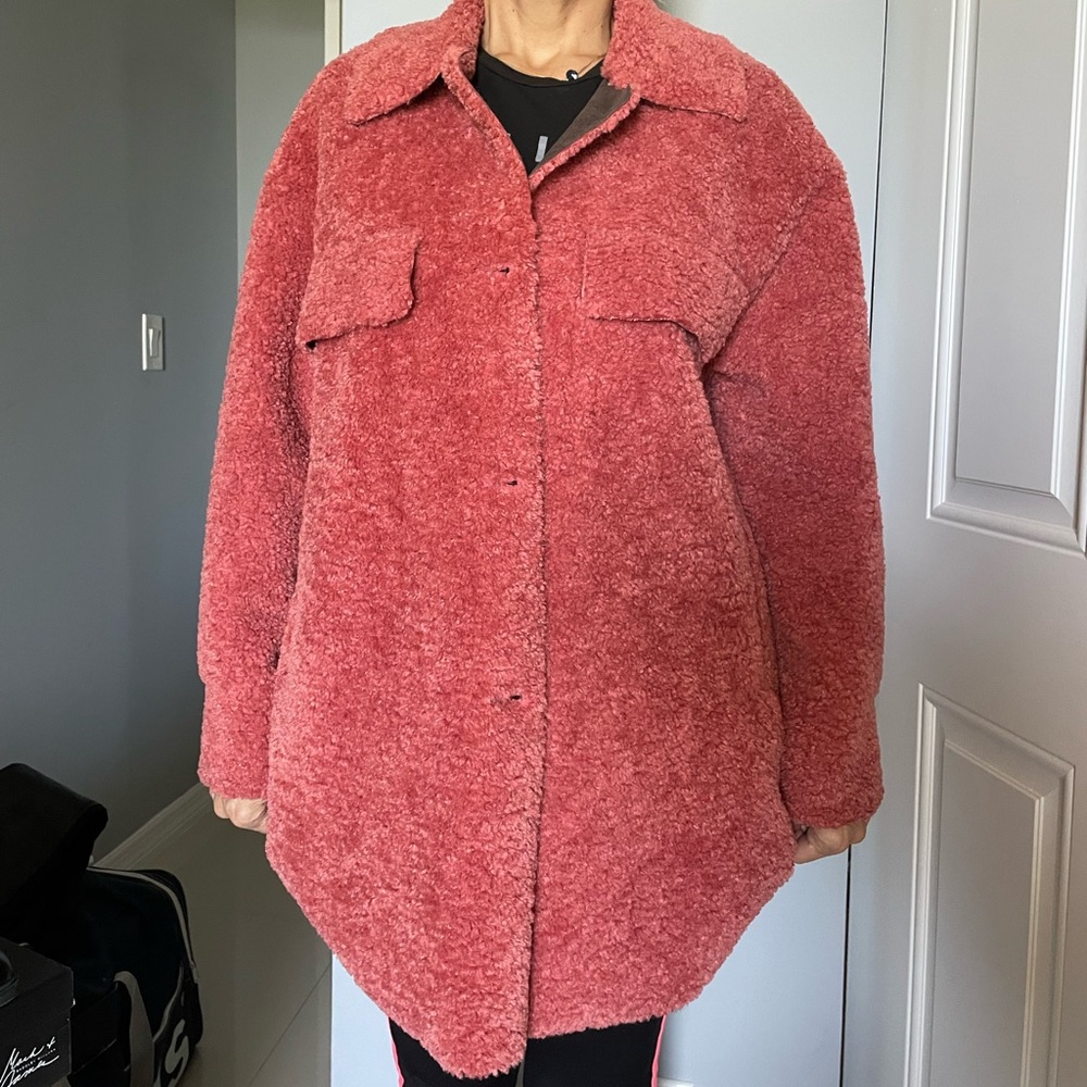 Teddy Coat Dusty Pink Size Medium